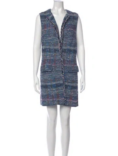 Pre-owned St John Printed Mini Dress In Blue