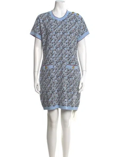 Pre-owned St John Printed Mini Dress In Blue