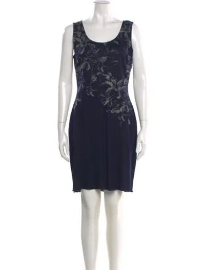 Pre-owned St John Printed Mini Dress In Blue