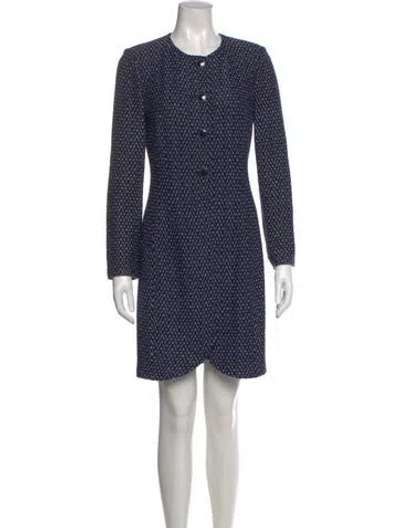 Pre-owned St John Printed Mini Dress In Blue