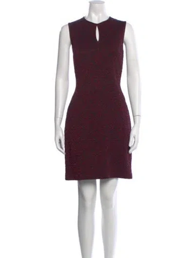 Pre-owned St John Printed Mini Dress In Burgundy