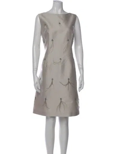 Pre-owned St John Printed Mini Dress In Gray