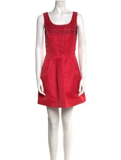 Pre-owned St John Printed Mini Dress In Red