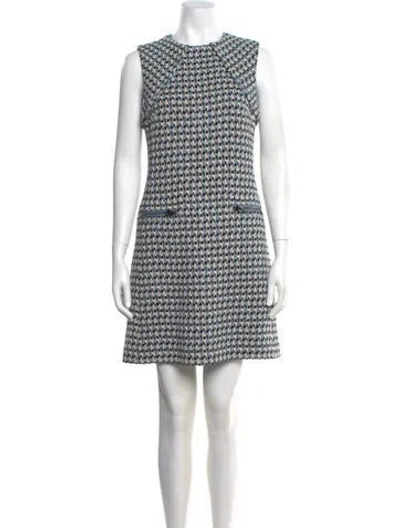 Pre-owned St John Printed Mini Dress W/ Tags In Blue