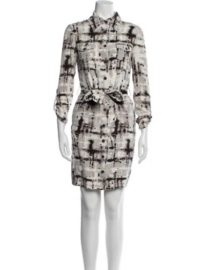 Pre-owned St John Printed Mini Dress In White