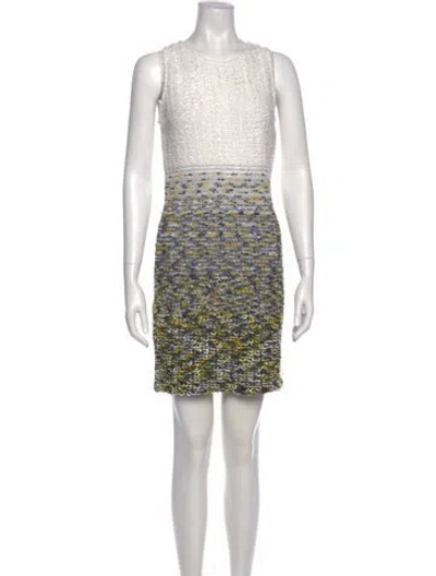 Pre-owned St John Printed Mini Dress In White