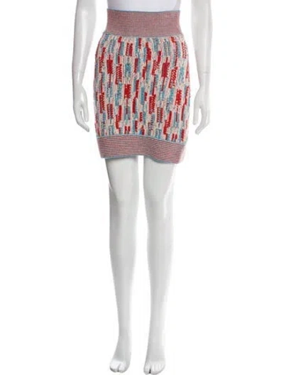 Pre-owned St John Printed Mini Skirt In Blue