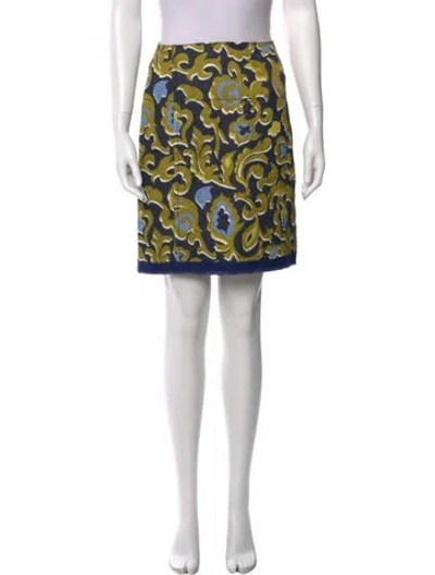 Pre-owned St John Printed Mini Skirt In Blue