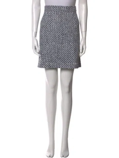 Pre-owned St John Printed Mini Skirt In White