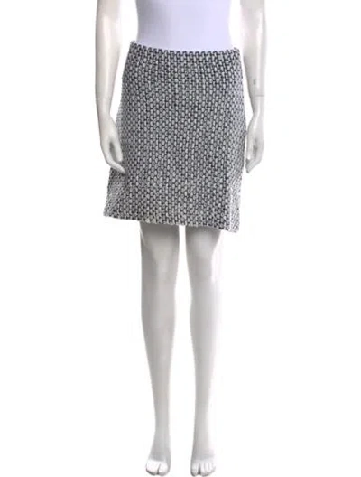 Pre-owned St John Printed Mini Skirt In White