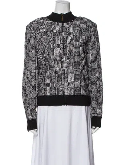 Pre-owned St John Printed Mock Neck Sweater In Black