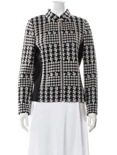 Pre-owned St John Printed Mock Neck Sweater In Black