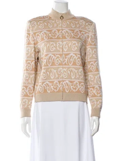 Pre-owned St John Printed Mock Neck Sweater In Neutral