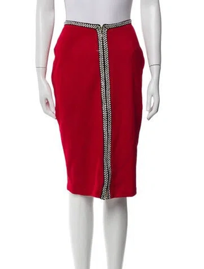 Pre-owned St John Printed Mock Neck Sweater In Red