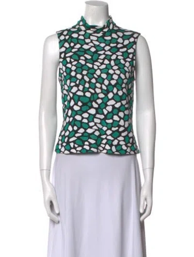 Pre-owned St John Printed Mock Neck Top In Multi