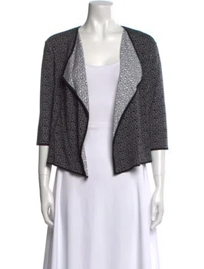 Pre-owned St John Printed Open Front Sweater In Black