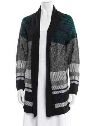 Pre-owned St John Printed Open Front Sweater In Multi