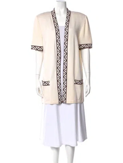 Pre-owned St John Printed Open Front Sweater In Neutral