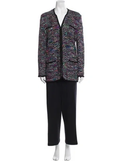 Pre-owned St John Printed Pant Set In Black