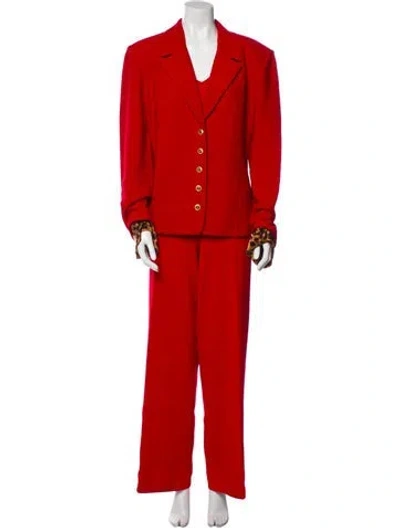 Pre-owned St John Printed Pantsuit In Red