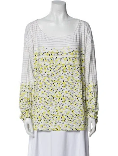 Pre-owned St John Printed Scoop Neck Blouse In Blue