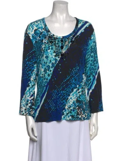 Pre-owned St John Printed Scoop Neck Blouse In Multi