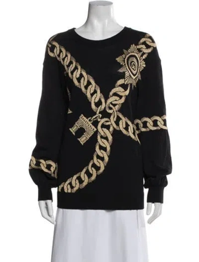 Pre-owned St John Printed Scoop Neck Sweater In Blue