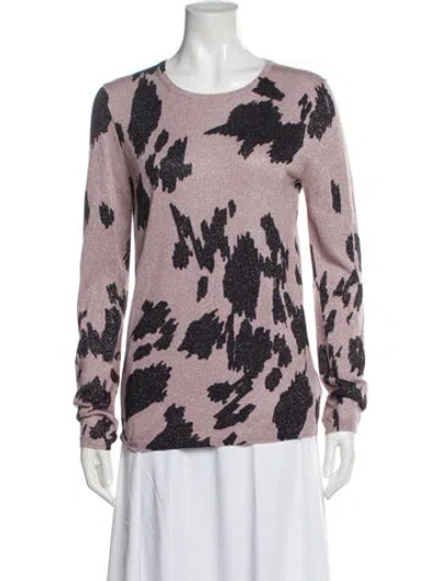 Pre-owned St John Printed Scoop Neck Sweater In Multi