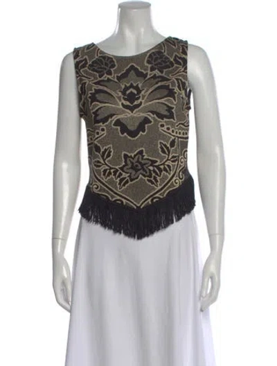 Pre-owned St John Printed Scoop Neck Sweater In Multi