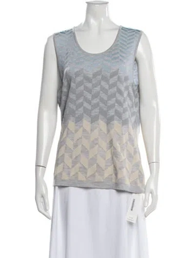 Pre-owned St John Printed Scoop Neck Sweater In Neutral