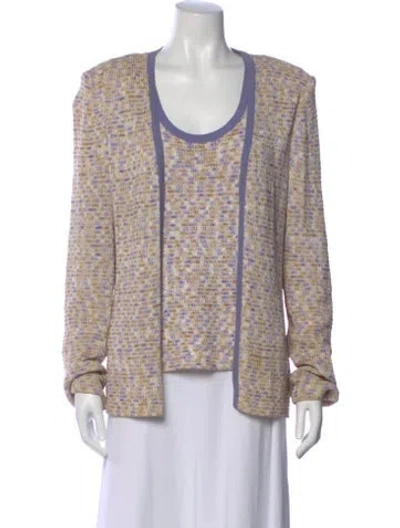 Pre-owned St John Printed Scoop Neck Sweater In Purple