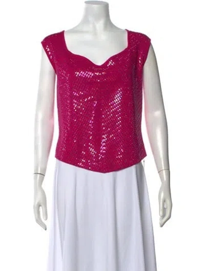 Pre-owned St John Printed Scoop Neck Sweater In Silver