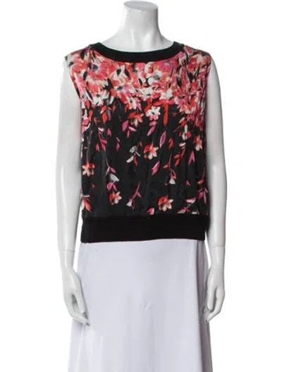 Pre-owned St John Printed Scoop Neck Top In Blue
