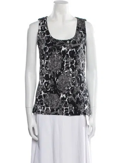 Pre-owned St John Printed Scoop Neck Top In Multi