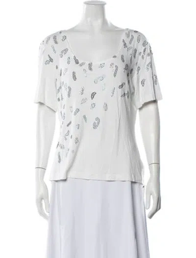 Pre-owned St John Printed Scoop Neck T-shirt In Neutrals