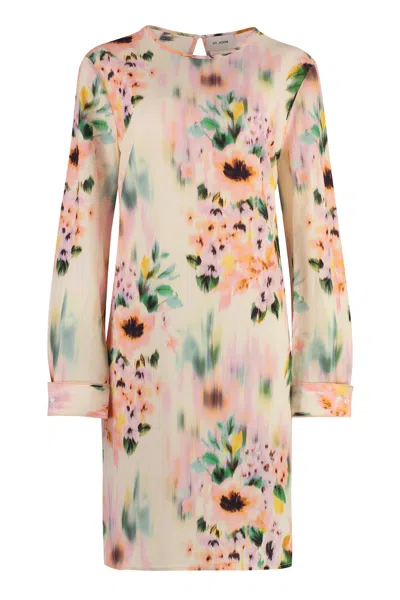 St John Printed Silk Dress In Pink