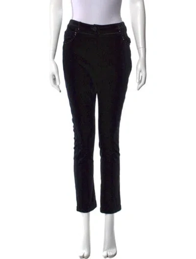 Pre-owned St John Printed Skinny Leg Pants In Black