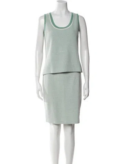 Pre-owned St John Printed Skirt Set In Green