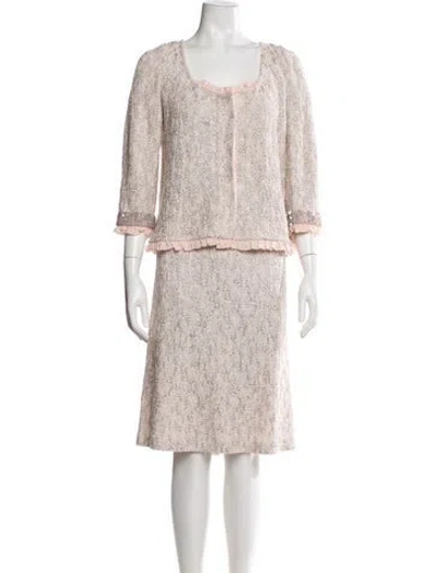Pre-owned St John Printed Skirt Set In Pink
