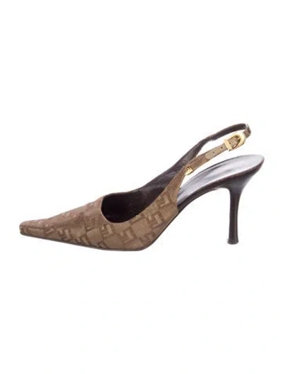 Pre-owned St John Printed Slingback Pumps In Brown