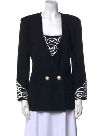 Pre-owned St John Printed Square Neckline Sweater In Black