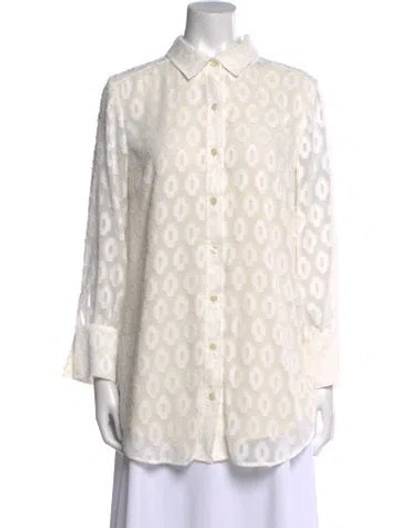 Pre-owned St John Printed Three-quarter Sleeve Tunic In Neutral