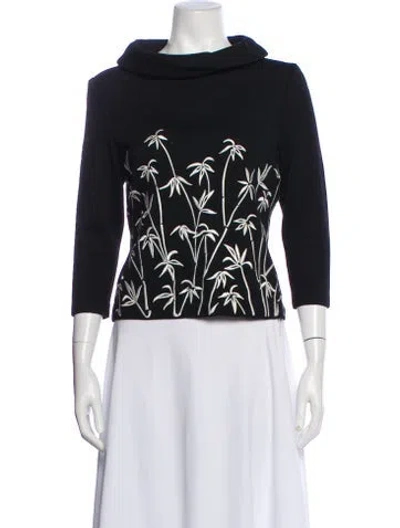 Pre-owned St John Printed Turtleneck Sweater In Black