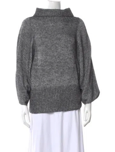 Pre-owned St John Printed Turtleneck Sweater In Gray