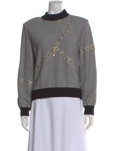Pre-owned St John Printed Turtleneck Sweater In Gray