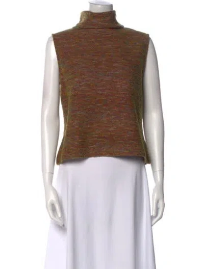 Pre-owned St John Printed Turtleneck Top In Brown