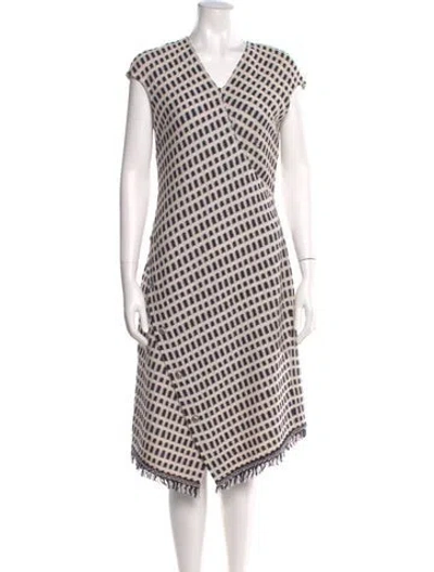 Pre-owned St John Printed V-neck Sweater