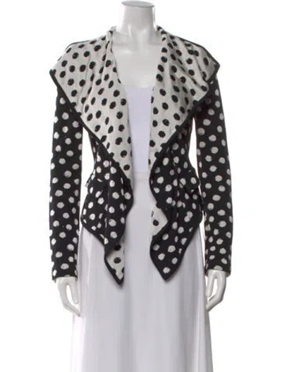 Pre-owned St John Printed V-neck Sweater In Black