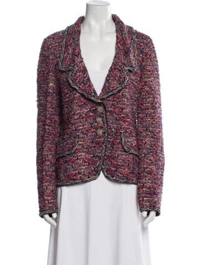 Pre-owned St John Printed V-neck Sweater In Pink