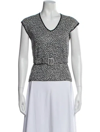 Pre-owned St John Printed V-neck Top In Multi